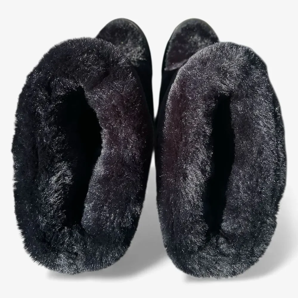 Michael Kors Gamma Black Faux Fur Platform Boots Size 5 Chunky Winter Minimalist